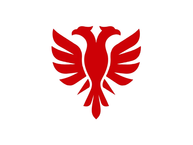 Albanien.Shop logo, a red double-headed eagle